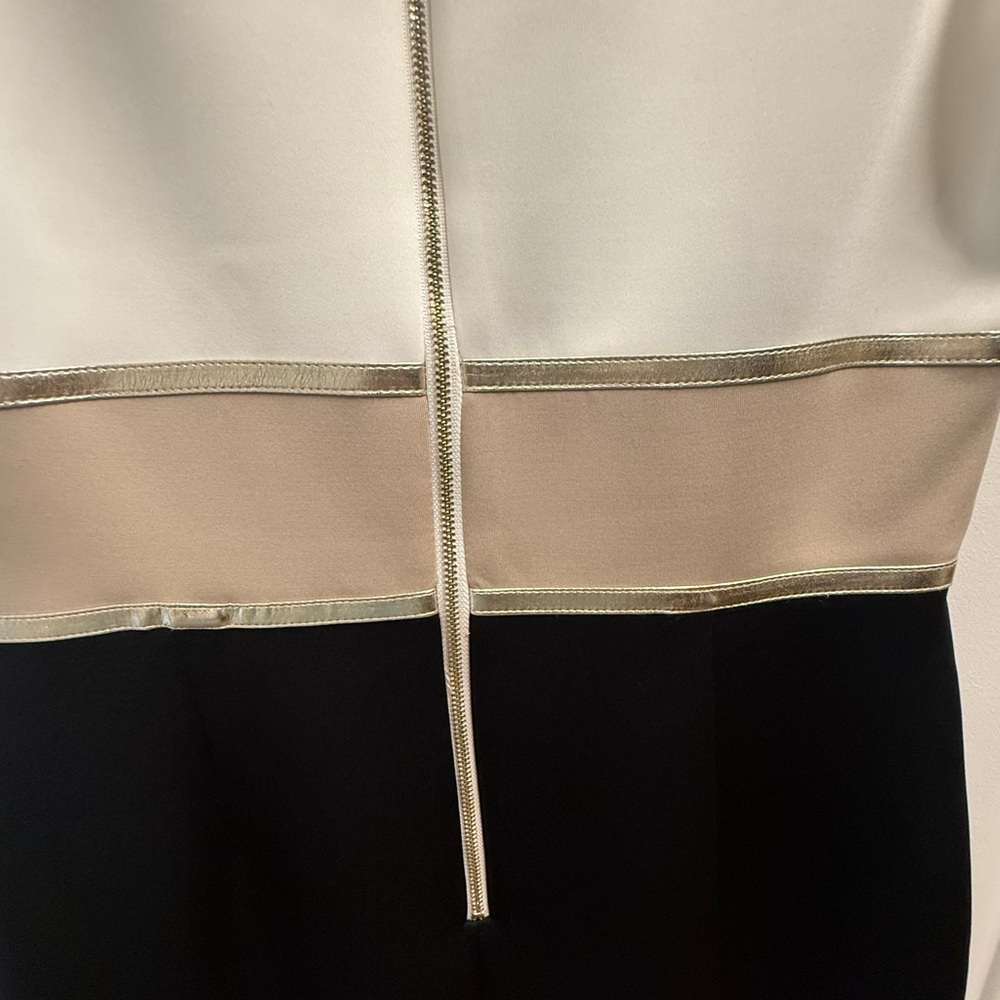 NWT Calvin Klein Women's Black White Gold Colorblocked Sheath Dress ~Size 8 - Picture 9 of 13